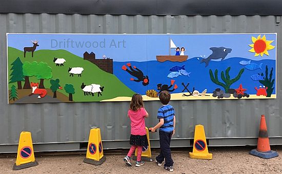 mural and grandchildren